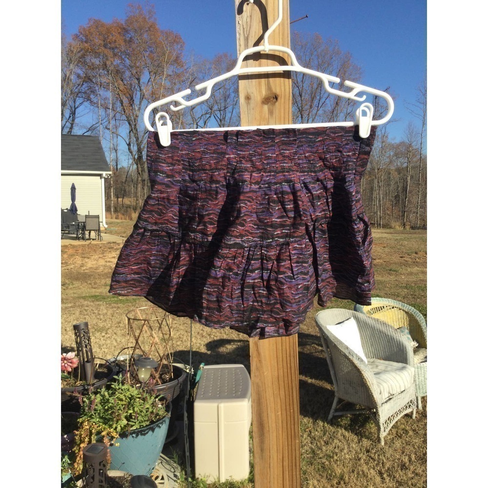 Free people women tiered mini skirt 4 flare purple black fairy skater y2k witchy